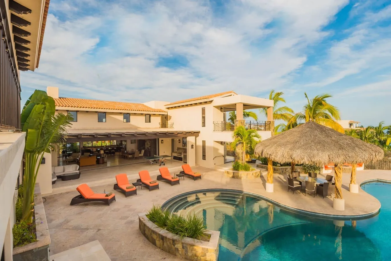 Pool and outdoor living area at Casa de Sueños in Puerto Los Cabos